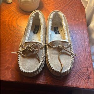 Tan Leather Sperry Moccasin Slippers